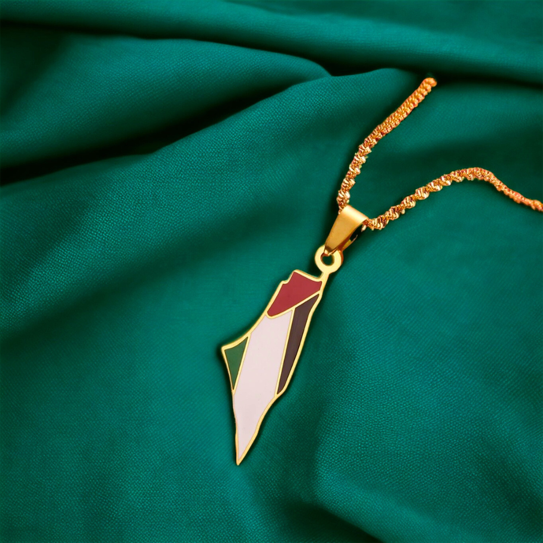 Buy Palestine Flag Necklace | Shop Gold Palestine Necklace | 50% OFF